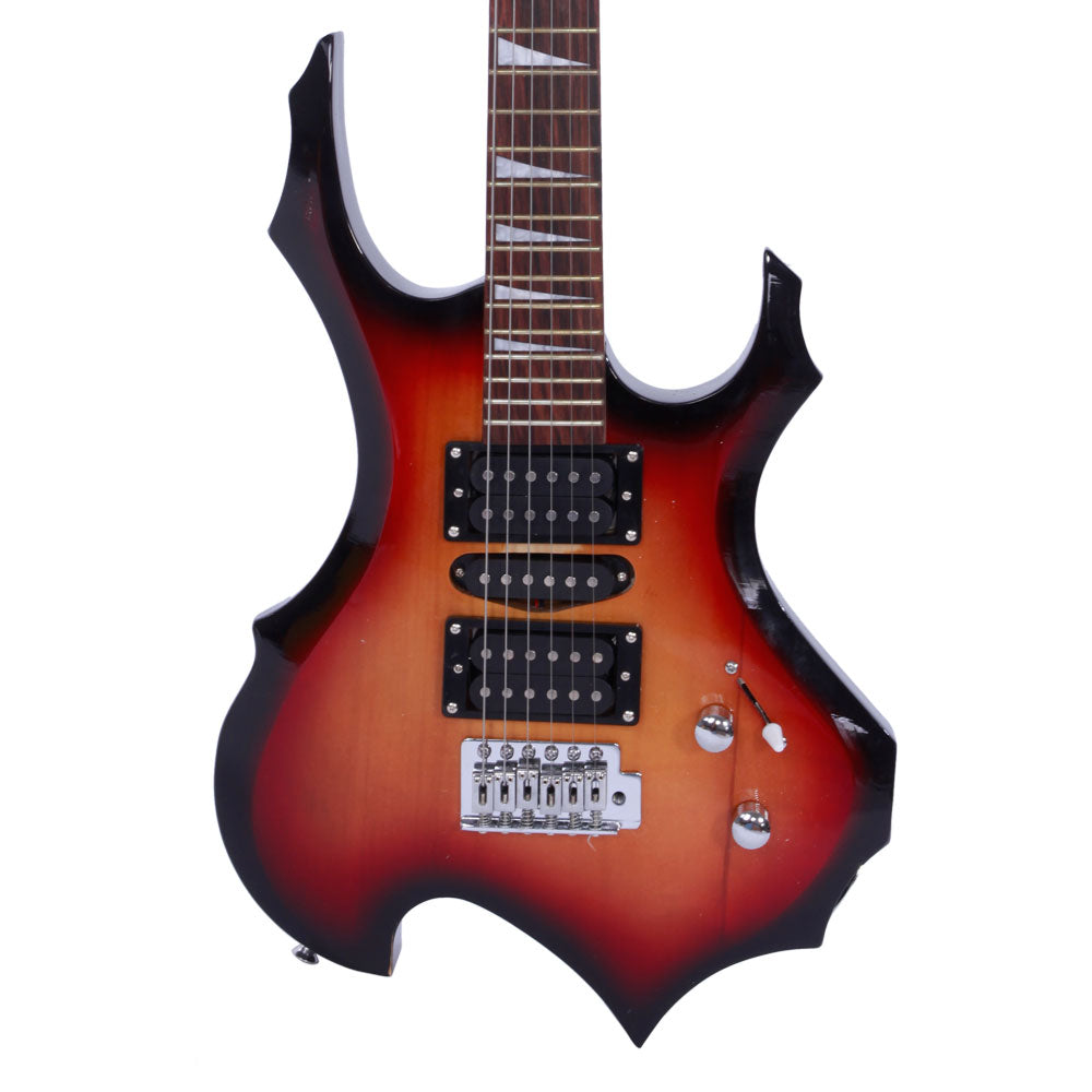 Ozici Novice Flame Shaped Electric Guitar HSH Pickup Bag Strap Paddle Rocker Cable Wrench Tool - Sunset