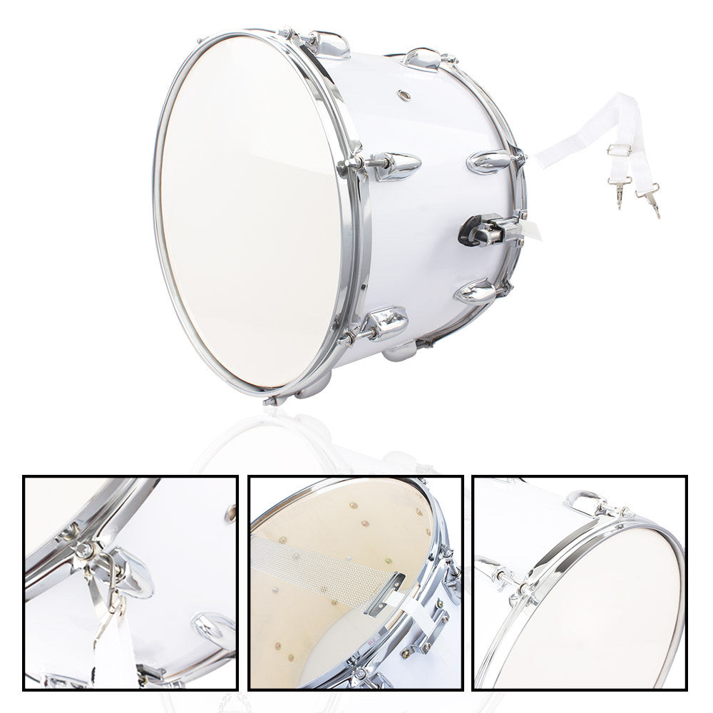 Ozici 14 x10 inches Marching Drum Drumsticks Key Strap White