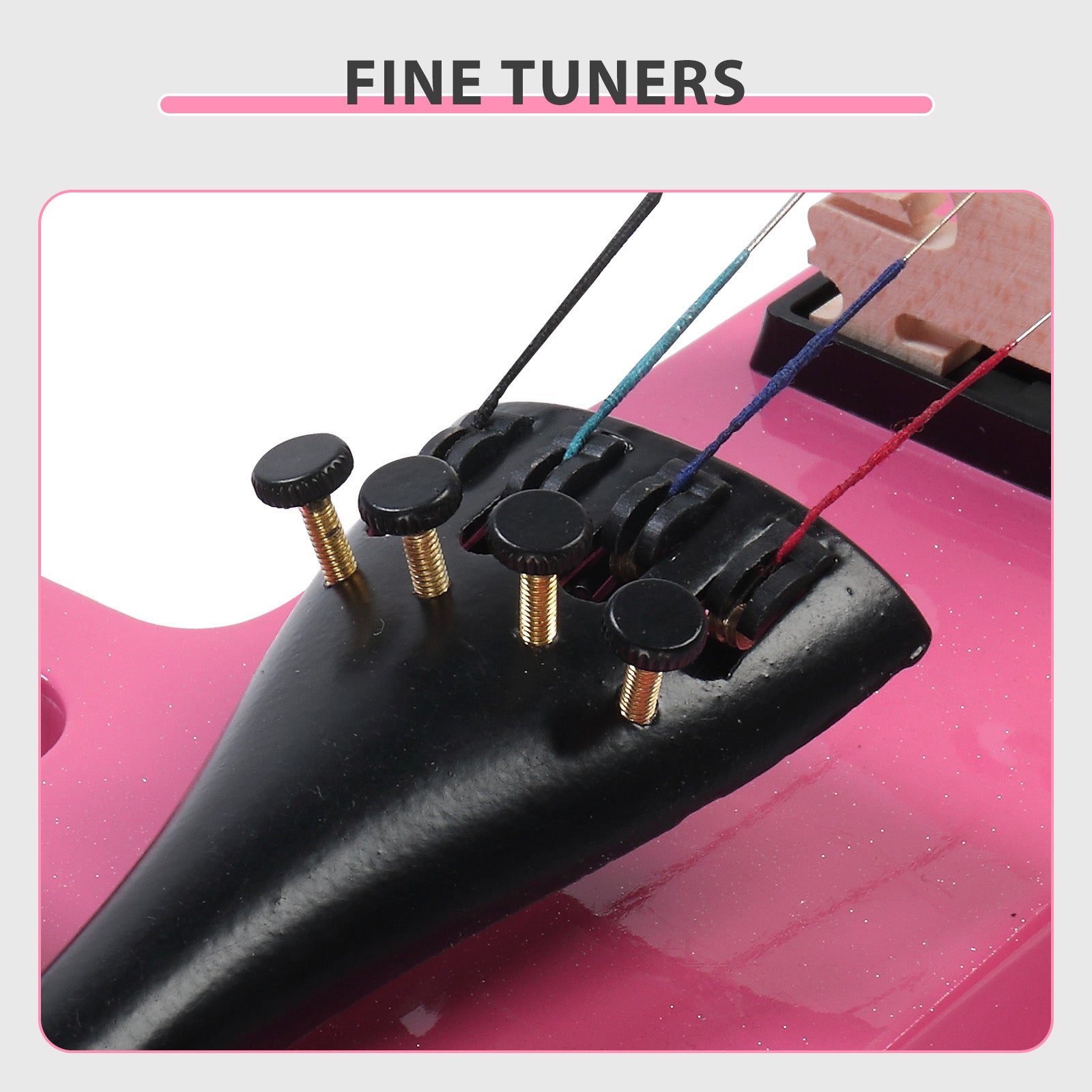 Ozici Full Size 4/4 Bunnel Edge Electric Silent Violin with Case Bow Rosin Headphone Connecting Line Pink