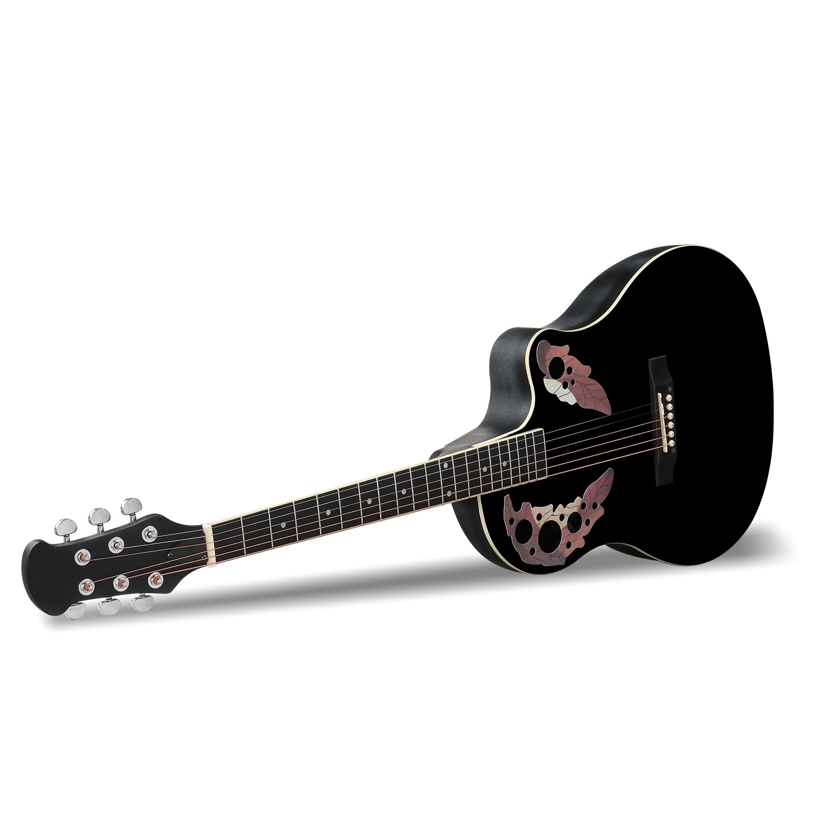 Ozici 41 inch Cutawary Round Back Acoustic Guitar Spruce Top Grape Hole - Black