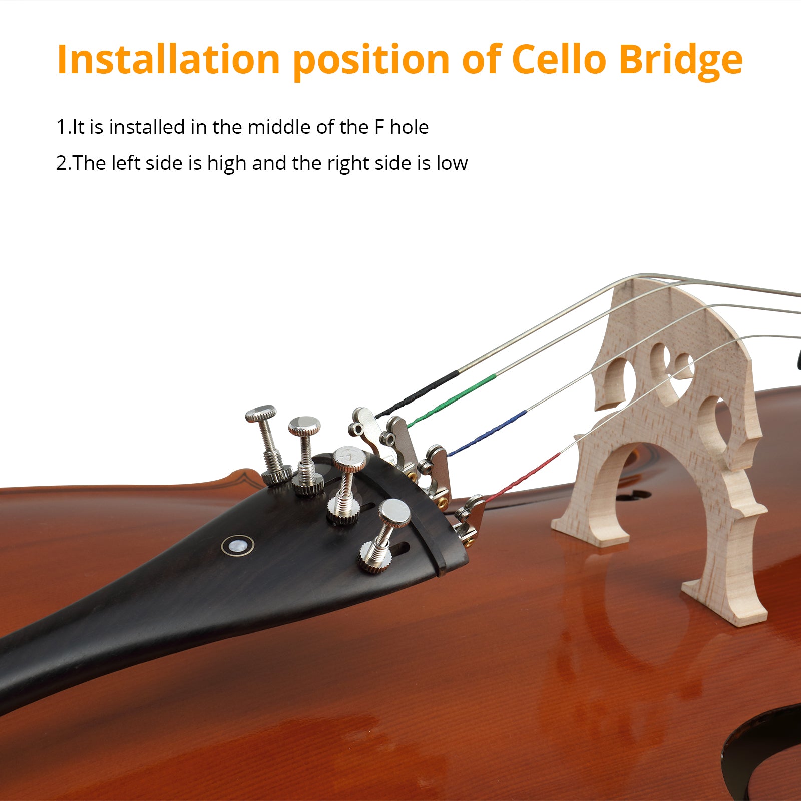 Ozici Full Side 4/4 Natural Color Spruce Panel Cello Tiger pattern process with Bag Bow Rosin Bridge Strings