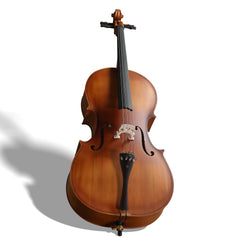 Ozici Full Side 4/4 Matte Natural Color Spruce Panel Cello with Bag Bow Rosin Bridge Strings