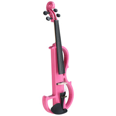 Ozici Full Size 4/4 Bunnel Edge Electric Silent Violin with Case Bow Rosin Headphone Connecting Line Pink