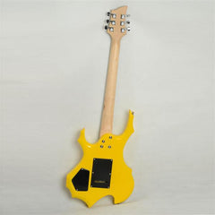 Ukscs Novice Flame Shaped Electric Guitar HSH Pickup   Bag   Strap   Paddle   Rocker   Cable   Wrench Tool Yellow