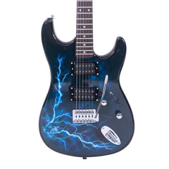 Ozici Lightning Style Electric Guitar with Power Cord/Strap/Bag/Plectrums Black & Dark Blue