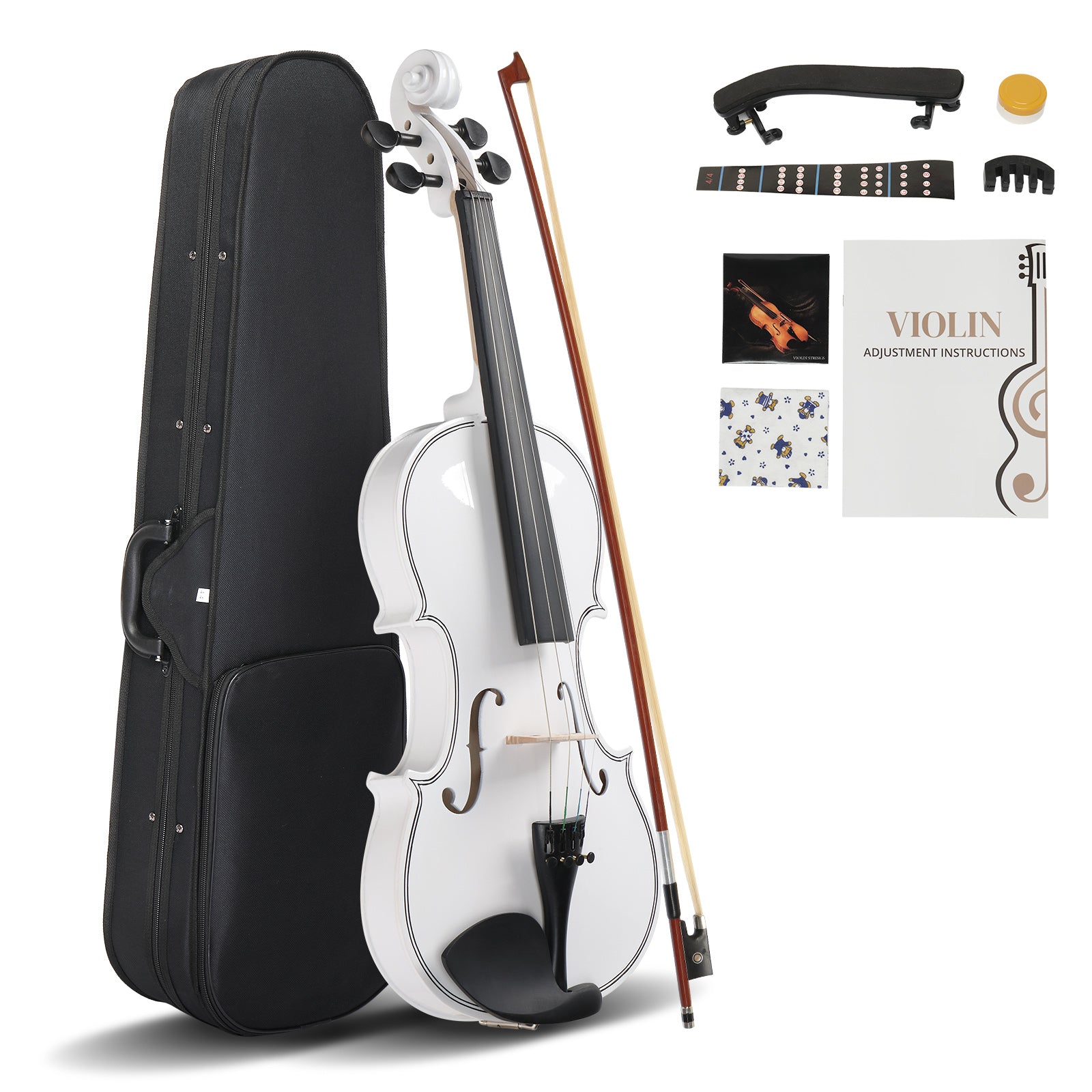 Ozici Full Size 4/4 Violin Set for Adults Beginners Students with Hard Case,Violin Bow,Shoulder Rest,Rosin,Extra Strings and Sordine