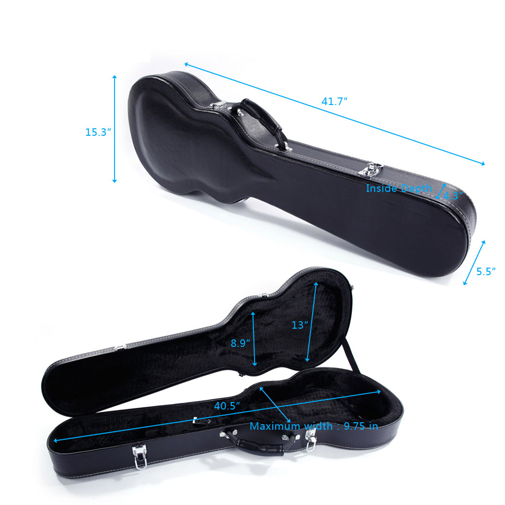 Ozici High Grade Electric Guitar Hard Case for GLP Style Electric Guitar Microgroove Bulge Surface Black