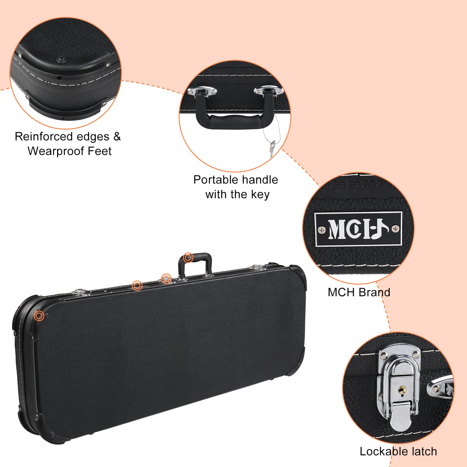 Ozici Electric Guitar Square Hard Case with Protective Sleeve Fits ST TL Burning fire 170 Style Electric Guitar