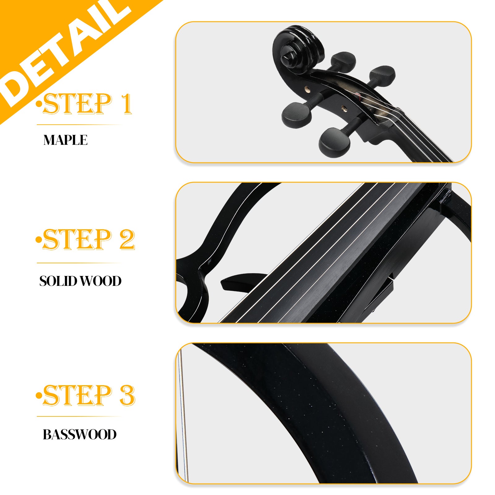 Ozici Full Size 4/4 Electric Style Cello with Case Bow Rosin Earphone Connecting line