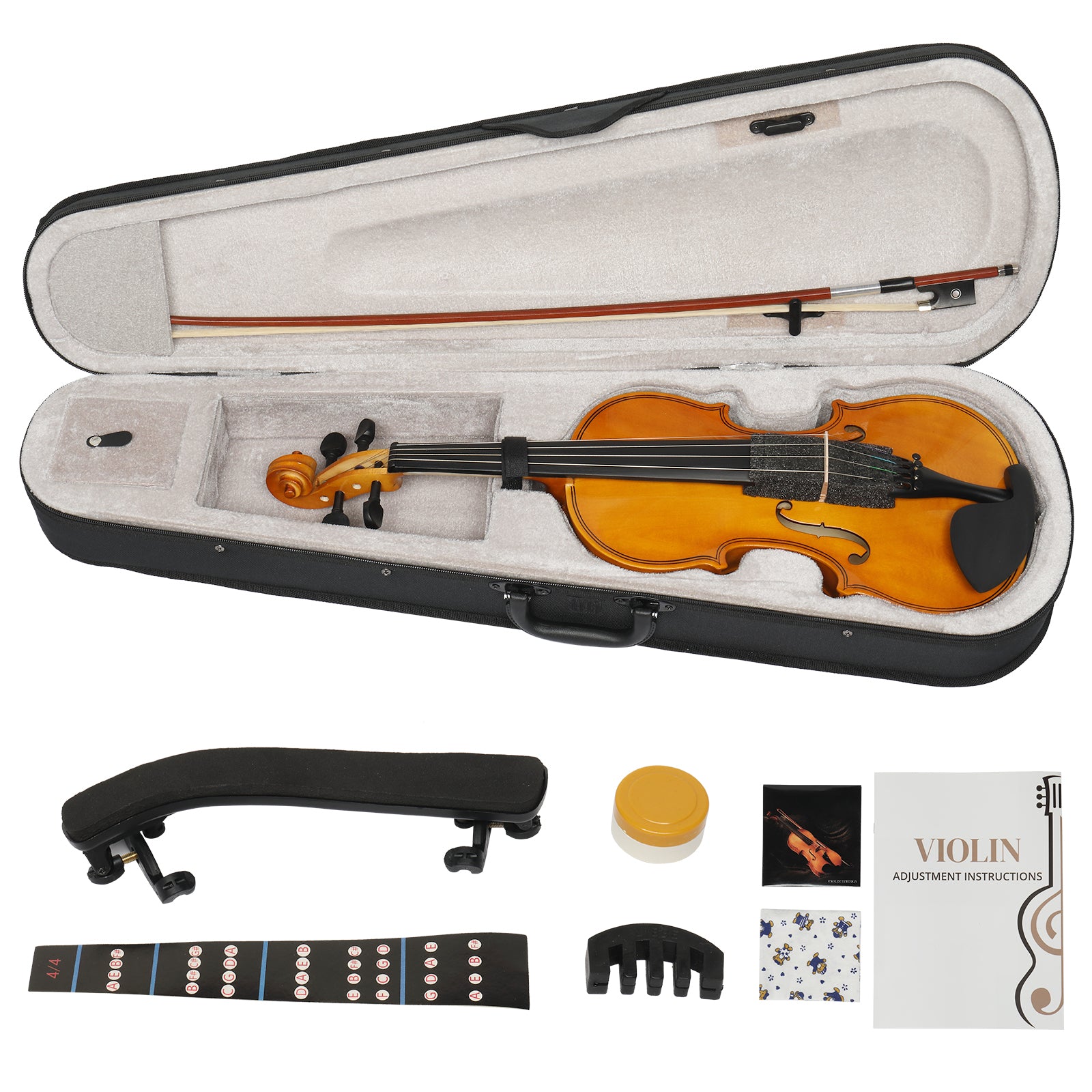 Ozici Full Size 4/4 Violin Set for Adults Beginners Students with Hard Case,Violin Bow,Shoulder Rest,Rosin,Extra Strings and Sordine