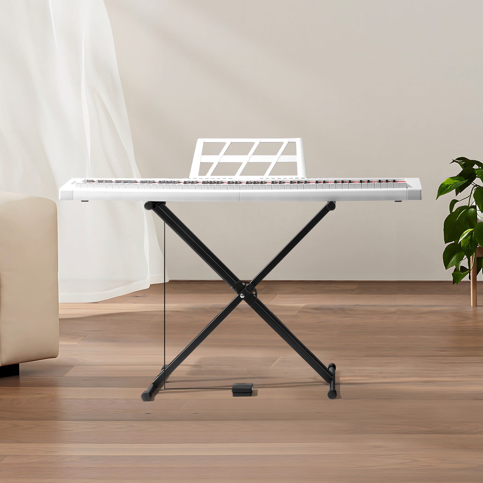 Ozici GPP-105 88 Key Full Size Semi-Weighted Standard Keyboards Digital Piano with Dual-tube X-Shape Stand, MIDI Bluetooth, Headphone