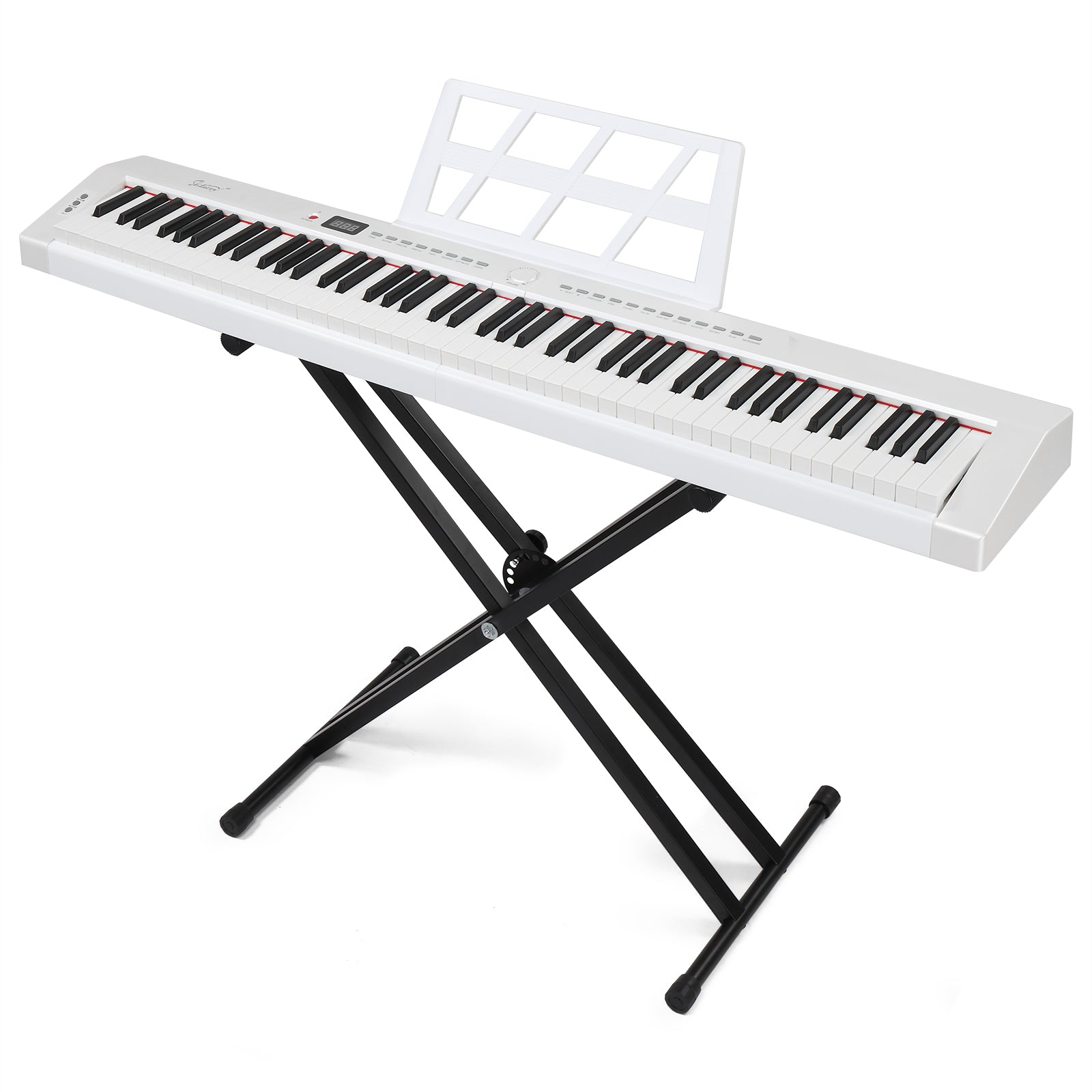 Ozici GPP-105 88 Key Full Size Semi-Weighted Standard Keyboards Digital Piano with Dual-tube X-Shape Stand, MIDI Bluetooth, Headphone
