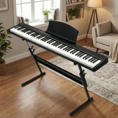 Ozici 88 Key Magnetic Connection Piano Semi-Weighted Standard Digital Piano with Stand, MIDI Bluetooth, Handbag，Headphone，for Piano Lover Black color