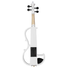 Ozici Full Size 4/4 Bunnel Edge Electric Silent Violin with Case Bow Rosin Headphone Connecting Line - White