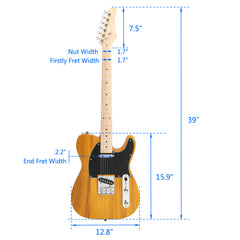 Ozici Maple Fingerboard GTL Electric Guitar SS Pickup Transparent Yellow