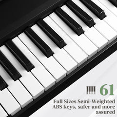 Ozici GEP-204 61Key Folding Piano Semi-Weighted Standard Keyboards Digital Piano with Bluetooth, Handbag