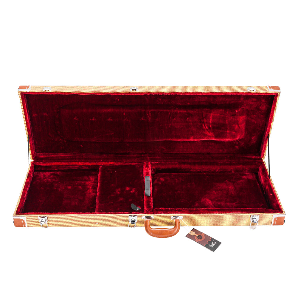 Ozici High Grade Electric Guitar Square Hard Case for GST GTL 170 SG and Burning fire Style Flat - Yellow