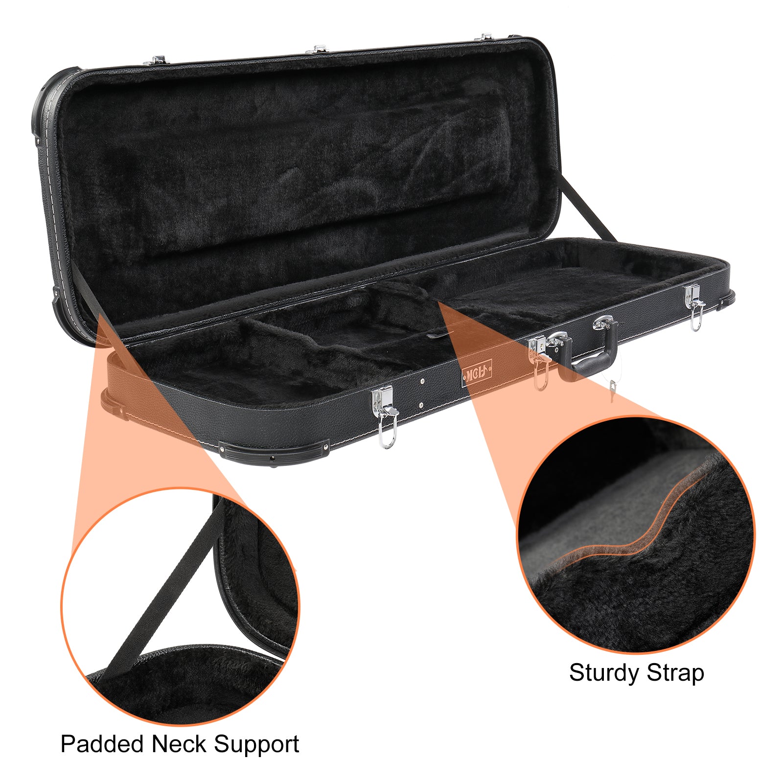 Ozici Electric Guitar Square Hard Case with Protective Sleeve Fits ST TL Burning fire 170 Style Electric Guitar