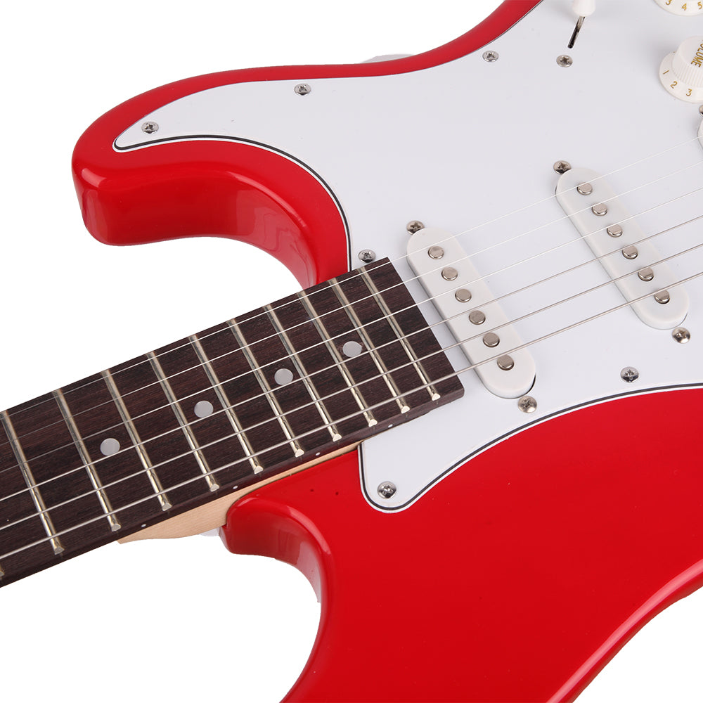 Ozici Rosewood Fingerboard Electric Guitar with Shoulder Strap / Guitar Bag - Red