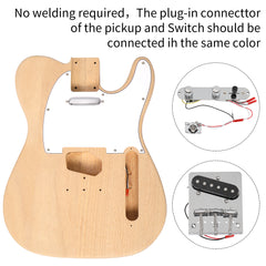 Ozici DIY 6 String TL Style Electric Guitar Kits with Mahogany Body, Maple Neck and Accessories