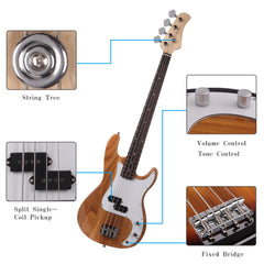 Ozici Exquisite Burning Fire Style Electric Bass Guitar - Burly Wood