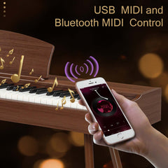 Ozici 88 Key Standard Full Weighted Keyboards Digital Piano with Metal Stand, Power Adapter, Triple Pedals, Headphone，for All Experience Levels Black Walnut