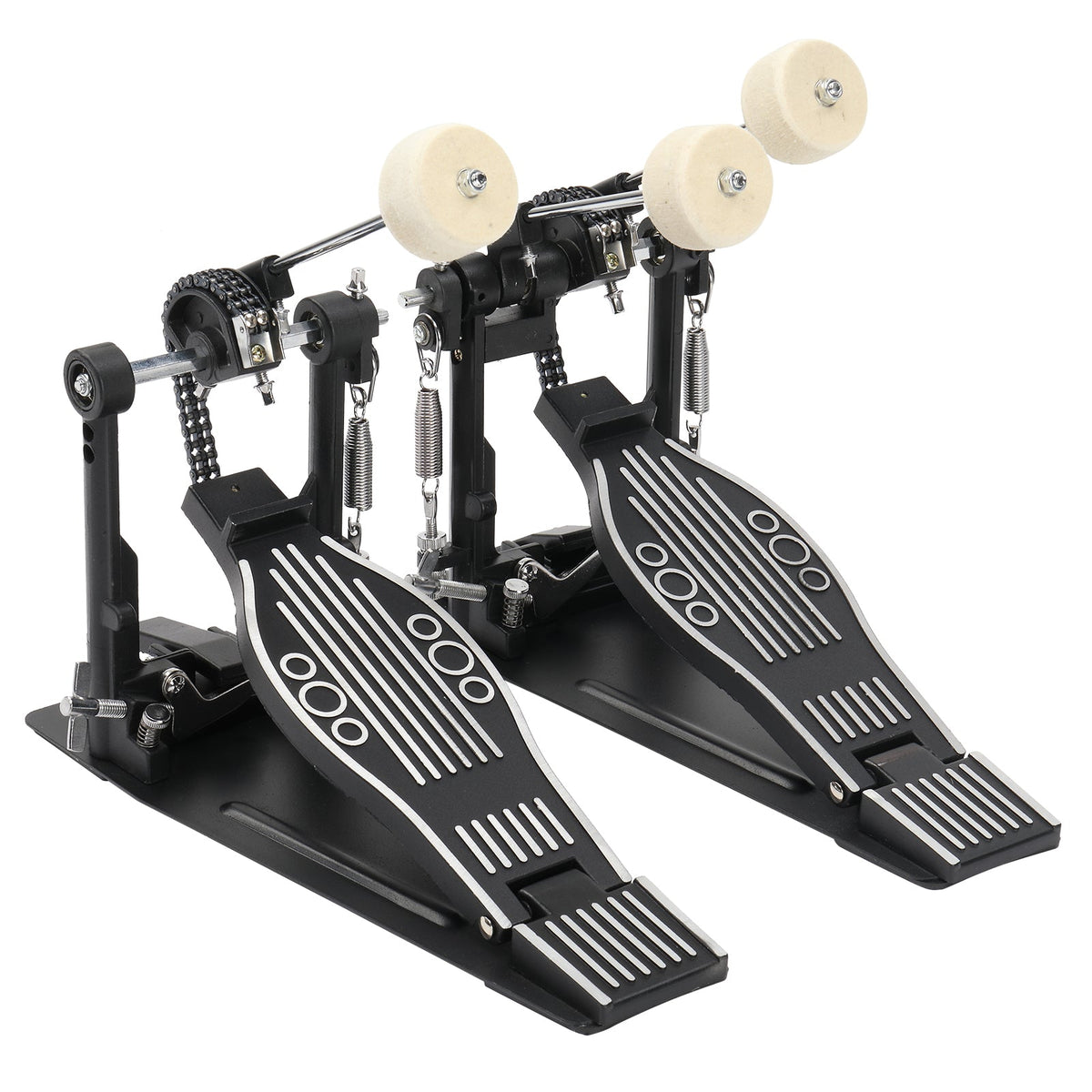 Ozici Wool Felt Hammer Double Drum Pedal Professional Double Bass Drum Pedal Black