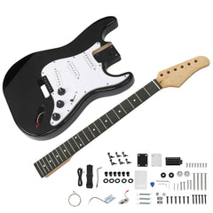 Ukscs 6 String ST Style Electric Guitar Kits with Mahogany Body, Maple Neck and Accessories Black