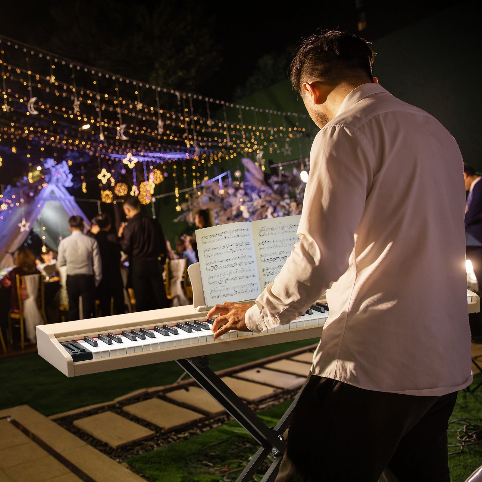 Ozici 88 Key Full Size Semi-Weighted Standard Keyboards Wooden Digital Piano with MIDI Bluetooth, Triple Pedals，Headphone and other accessories