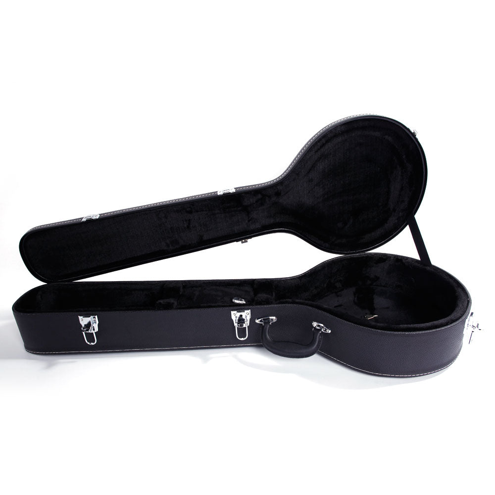 Ozici 5-String 6-String Microgroove Pattern Leather Wood Banjos Case - Black
