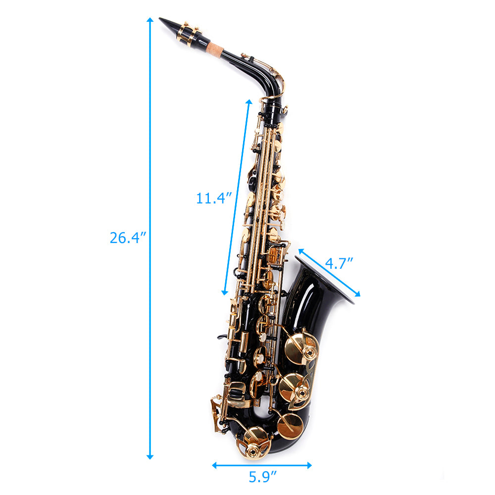 Ozici Be Brass Carving Pattern Pearl White Shell Button Saxophone with Strap - Black