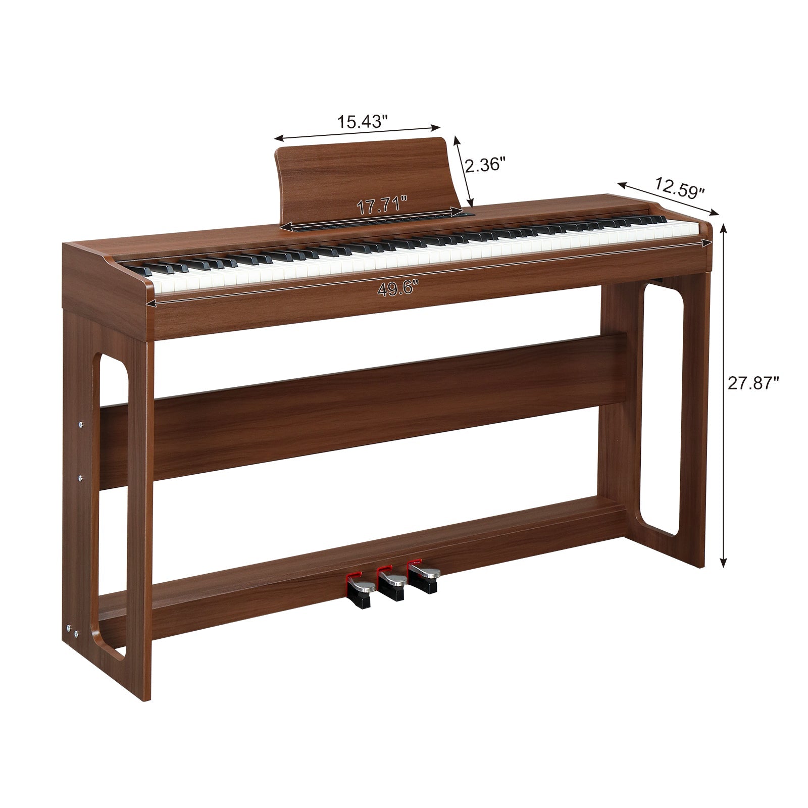 Ozici 88 Keys Full Weighted Keyboards Digital Piano with Furniture Stand, Power Adapter, Triple Pedals, Headphone, for All Experience Levels Black Walnut