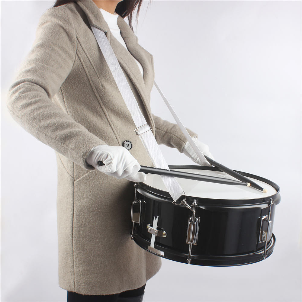 Ozici 14 x 5.5 inches Professional Marching Snare Drum & Drum Stick & Strap & Wrench Kit Black