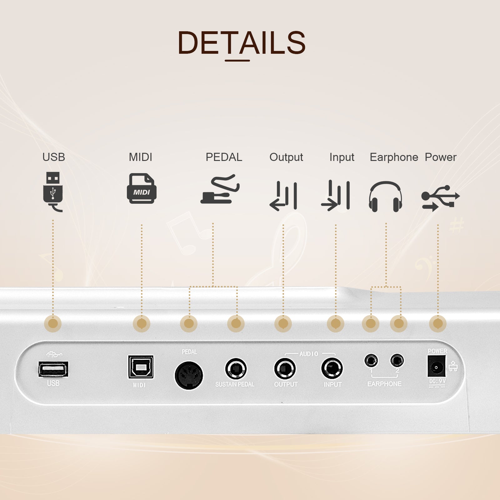 Ozici GPP-105 88 Key Full Size Semi-Weighted Standard Keyboards Digital Piano with Dual-tube X-Shape Stand, MIDI Bluetooth, Headphone
