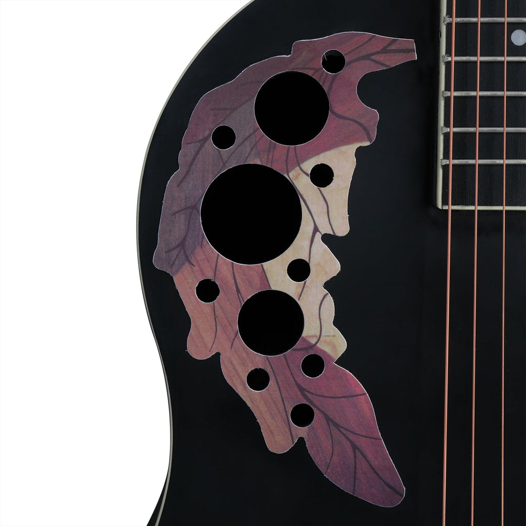 Ozici 41 inch Cutawary Round Back Acoustic Guitar Spruce Top Grape Hole - Black