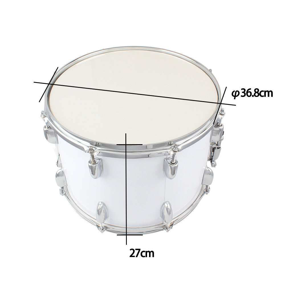 Ozici 14 x10 inches Marching Drum Drumsticks Key Strap White