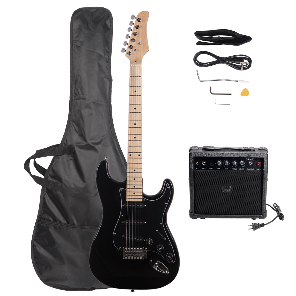 Ozici ST Stylish Electric Guitar with Black Pickguard Black