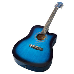 Ukscs 41-inch Dreadnought barrel-shaped cutaway acoustic guitar with pick, strings, capo, gig bag, tuner, wrench tool, and shoulder strap