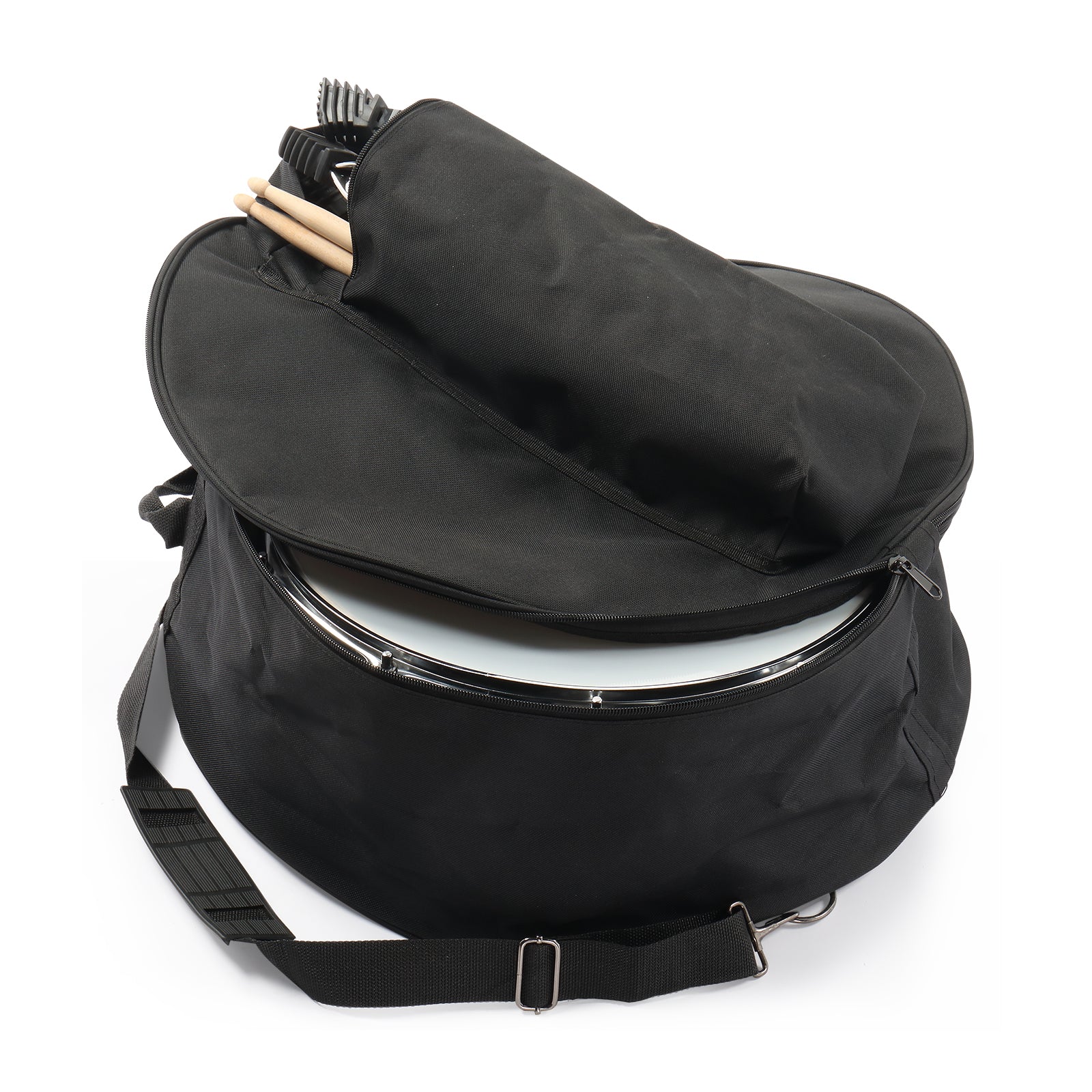 Ozici 14 x 5.5in Snare Drum Set with Drumstick Holder, Snare Drum Bag, Strap, Mute Pad & Drum Stick for Beginner Student Black