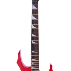 Ozici Novice Flame Shaped Electric Guitar HSH Pickup Bag Strap Paddle Rocker Cable Wrench Tool - Red