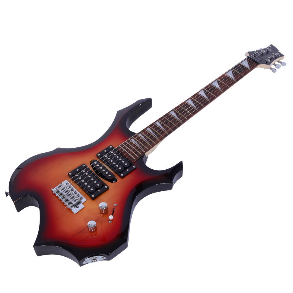 Ozici Novice Flame Shaped Electric Guitar HSH Pickup Bag Strap Paddle Rocker Cable Wrench Tool - Sunset