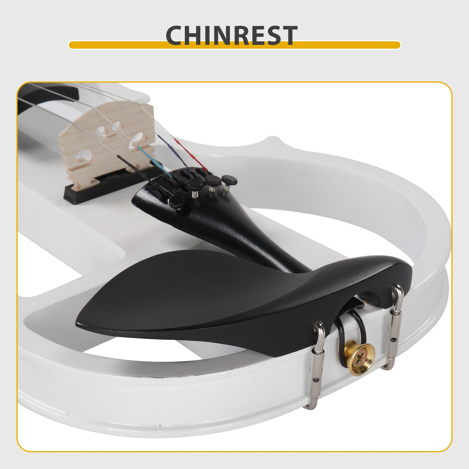 Ozici Full Size 4/4 Bunnel Edge Electric Silent Violin with Case Bow Rosin Headphone Connecting Line - White