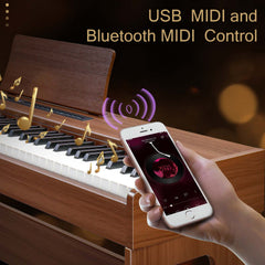 Ozici 88 Keys Full Weighted Keyboards Digital Piano with Furniture Stand, Power Adapter, Triple Pedals, Headphone, for All Experience Levels Black Walnut【Same Model Code: 08218226】