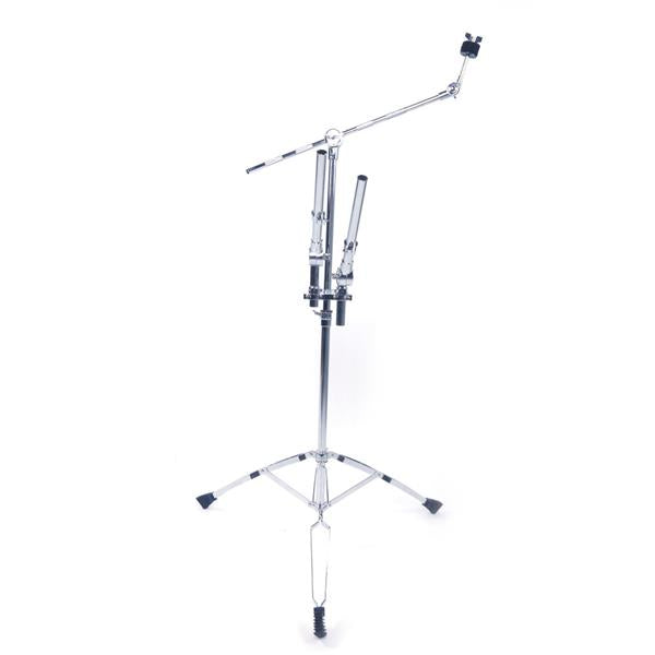 Professional Pedal Control Style Double Tom Drum Stand Silver & Black