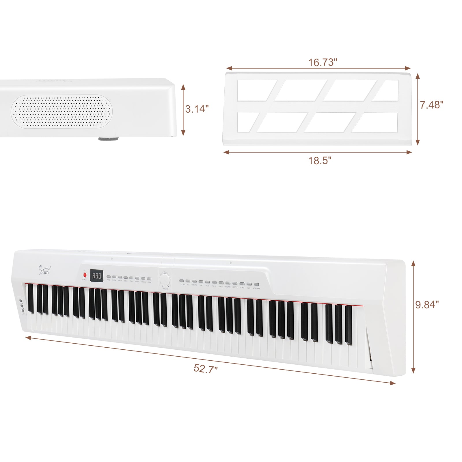 Ozici GPP-105 88 Key Full Size Semi-Weighted Standard Keyboards Digital Piano with Dual-tube X-Shape Stand, MIDI Bluetooth, Headphone