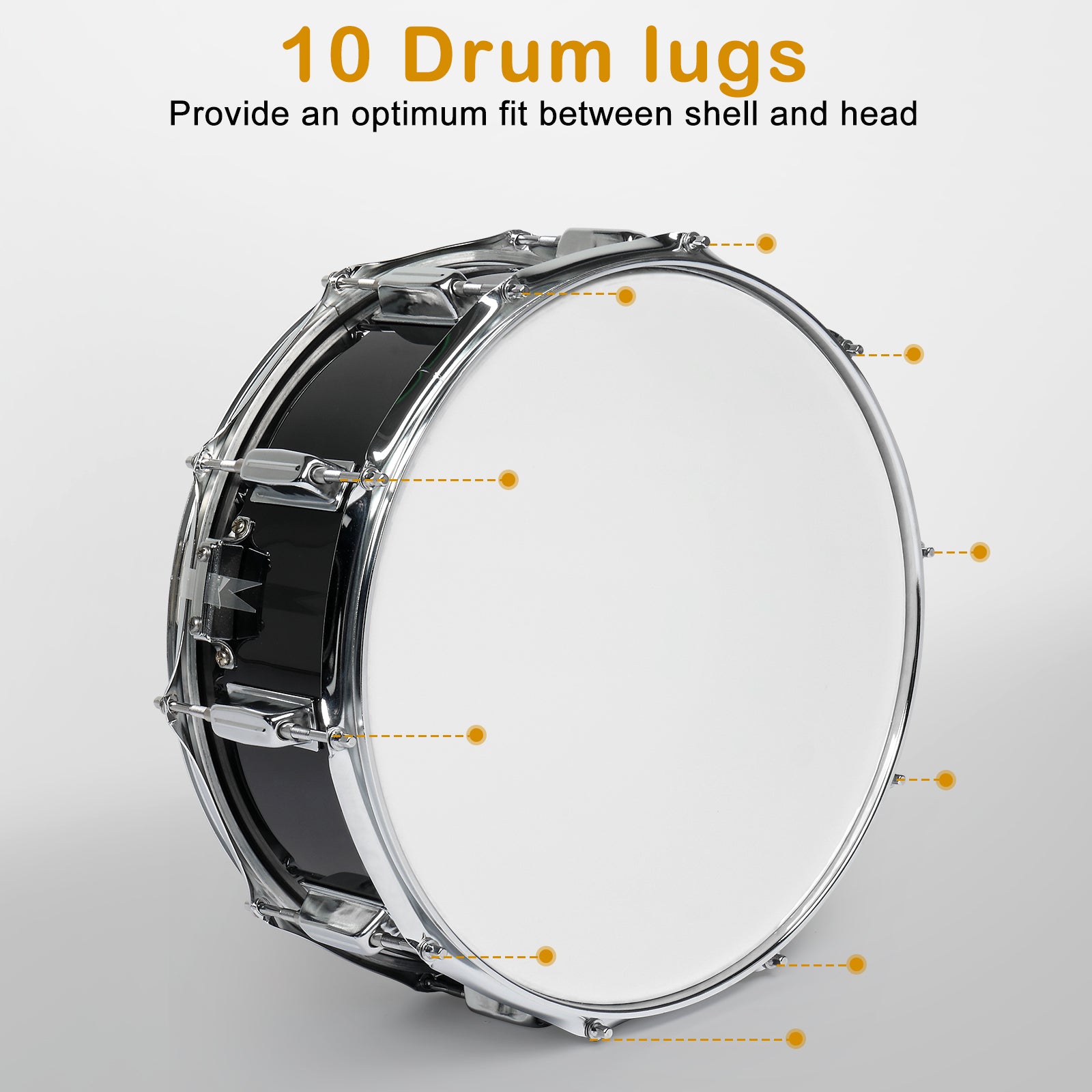 Ozici 14 x 5.5in Snare Drum Set with Drumstick Holder, Snare Drum Bag, Strap, Mute Pad & Drum Stick for Beginner Student Black