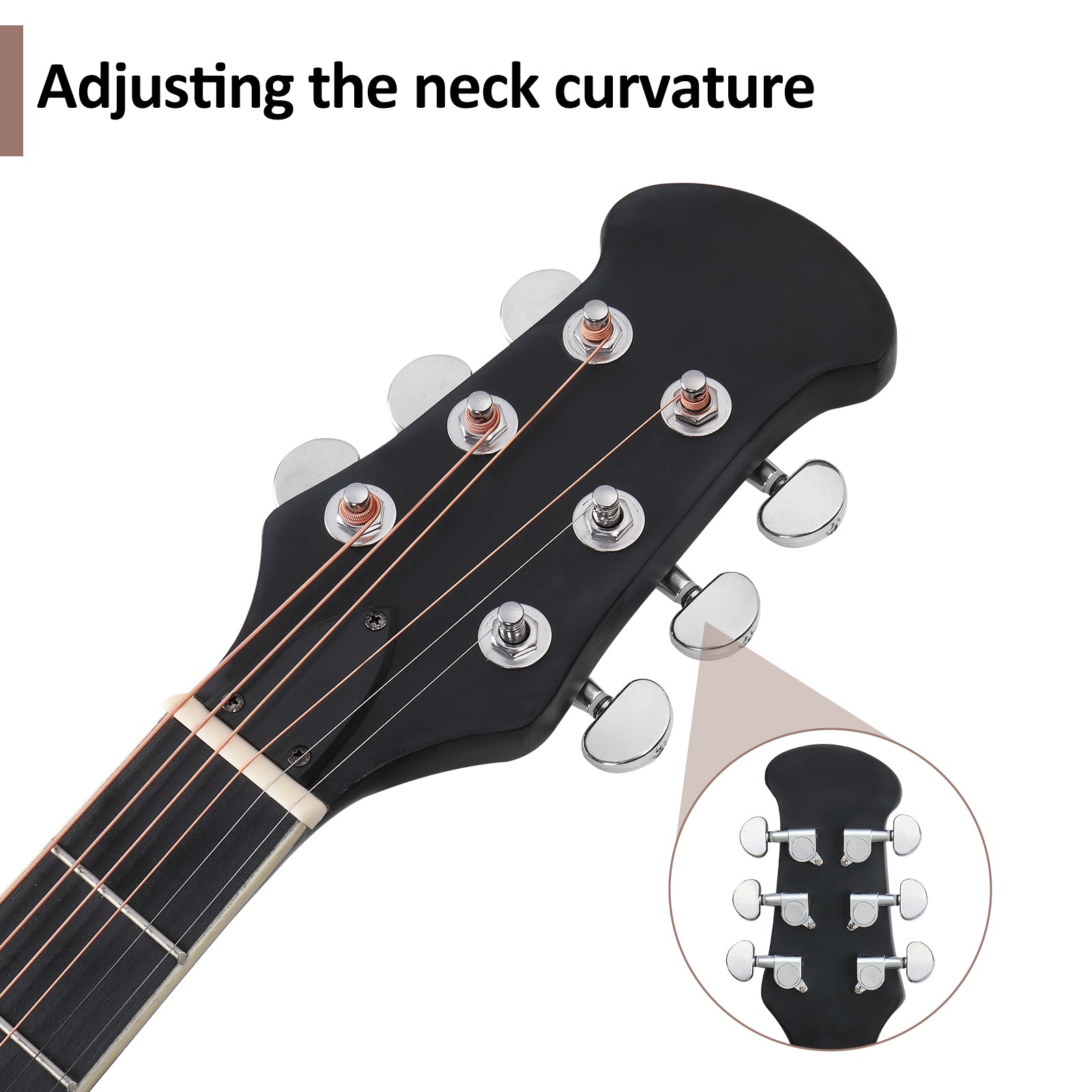 Ozici 41 inch Cutawary Round Back Acoustic Guitar Spruce Top Grape Hole - Black