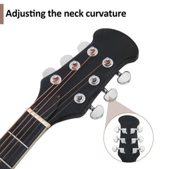Ozici 41 inch Cutawary Round Back Acoustic Guitar Spruce Top Grape Hole - Black