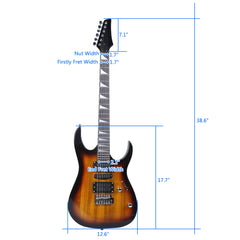 Ozici Novice Entry Level 170 Electric Guitar HSH Pickup Bag Strap Paddle Rocker Cable Wrench Tool - Sunset