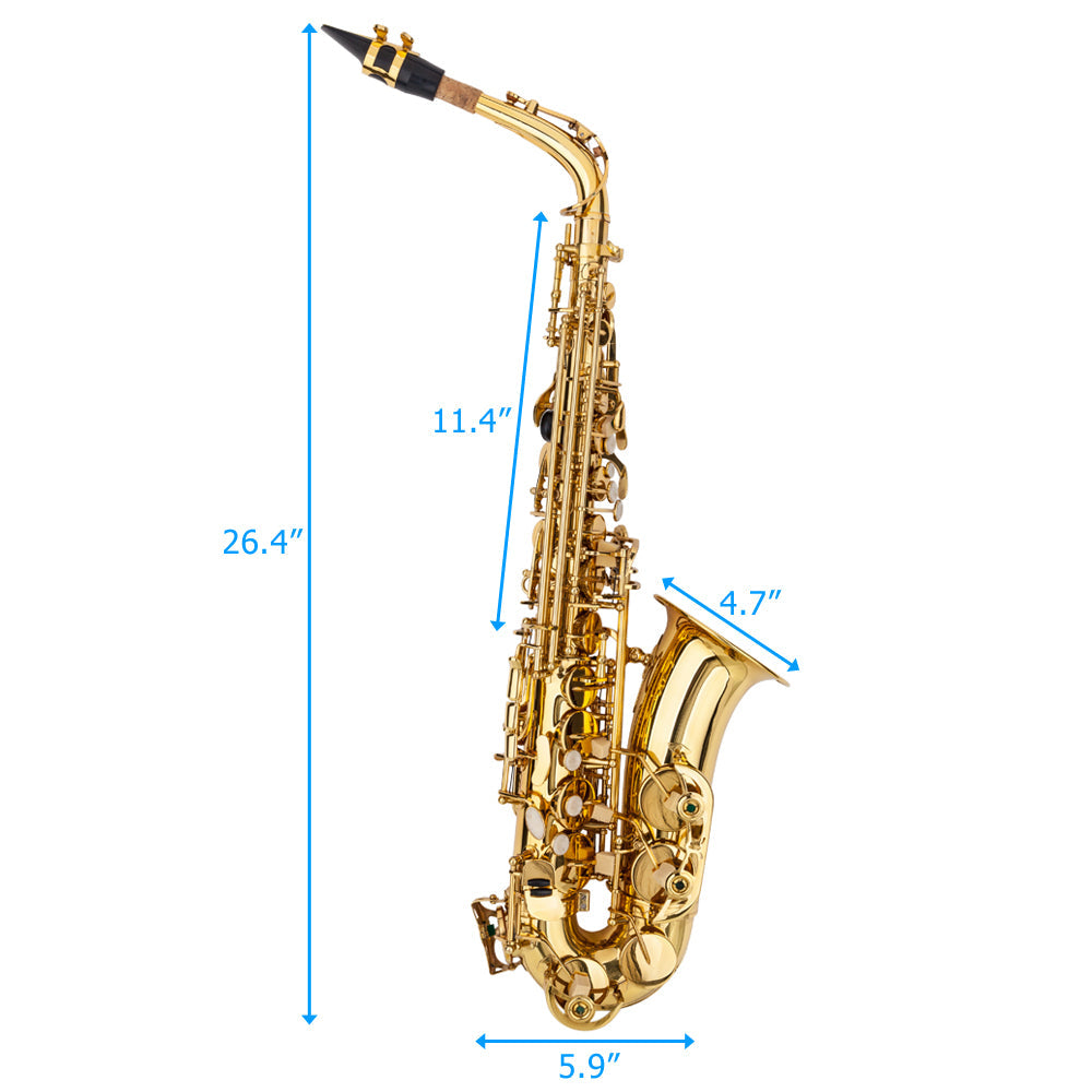 Ozici Stylish Mid-range Alto Drop E Lacquered Golden Saxophone Painted Golden Tube with Carve Patterns